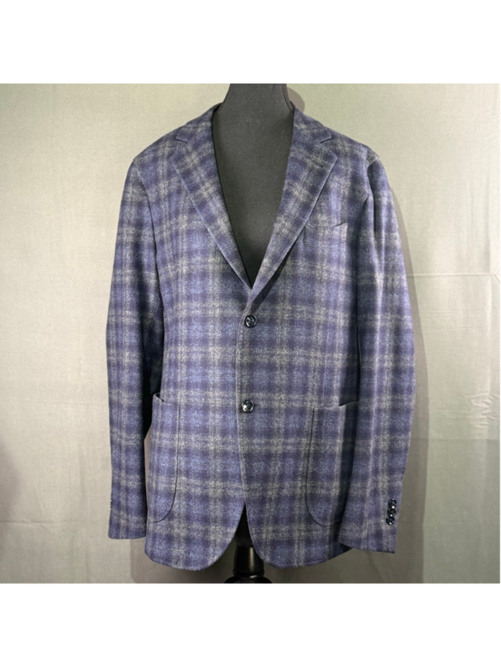 Patrick Assaraf Blazer Men 56R Wool Cashmere Plaid Sport Coat Quiet Luxury Italy - Picture 2 of 16